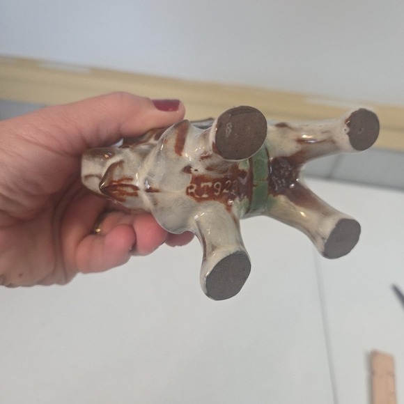 Vintage Glazed Ceramic Elephant Succulent Air Plant Planter Numbered Blue Brown - Picture 9 of 11